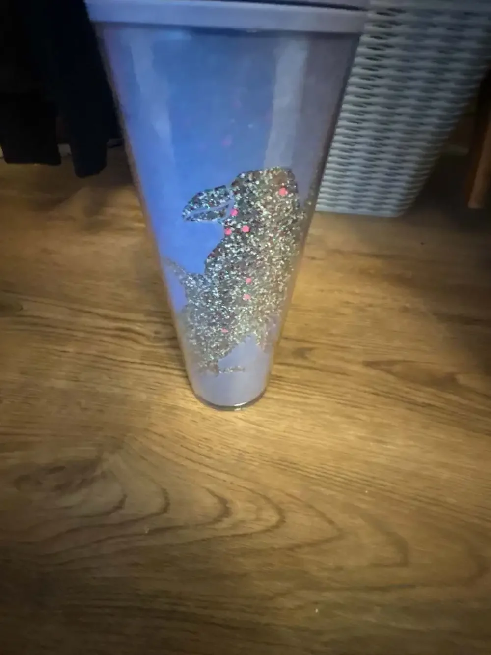 Starbucks Raven Crow Glow-In-The-Dark Liliac Glitter Halloween 24oz Venti tumber